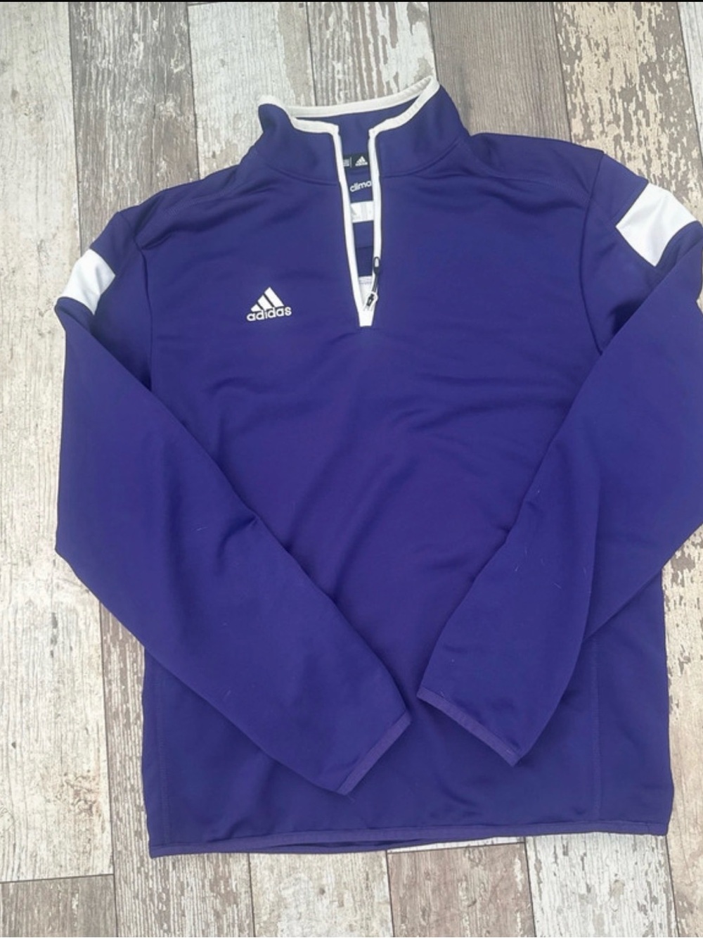 adidas Men’s Purple Half-Zip Performance Pullover with White Trim